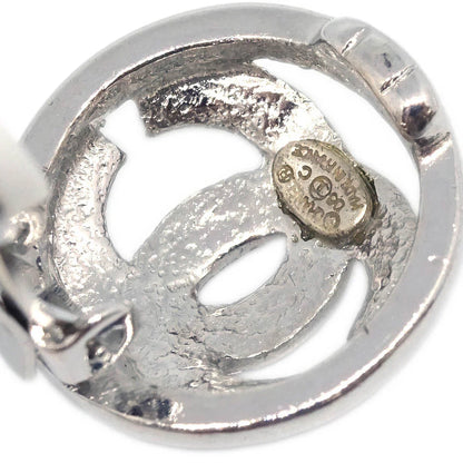 Chanel CC Button Earrings Clip-On Silver 05C