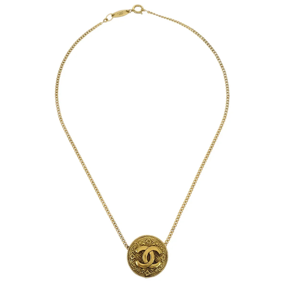 Chanel Gold Medallion Chain Pendant Necklace 1982/3223