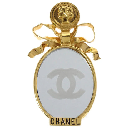 Chanel Bow Mirror Brooch Pin Gold