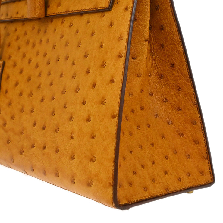 Hermes * Chestnut Ostrich Kelly 28 Sellier 2way Shoulder Handbag