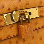 Hermes * Chestnut Ostrich Kelly 28 Sellier 2way Shoulder Handbag