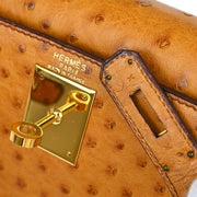Hermes * Chestnut Ostrich Kelly 28 Sellier 2way Shoulder Handbag