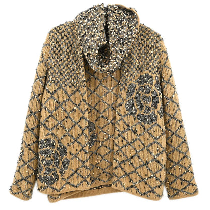 Chanel Ensemble Cardigan Sleeveless Top Brown