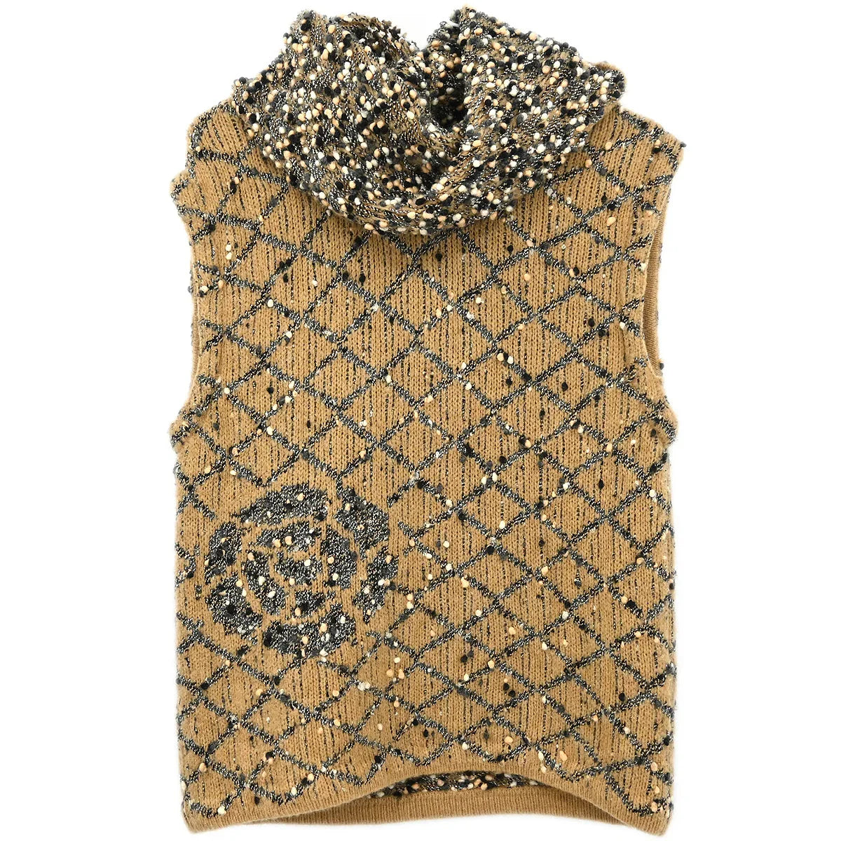 Chanel Ensemble Cardigan Sleeveless Top Brown
