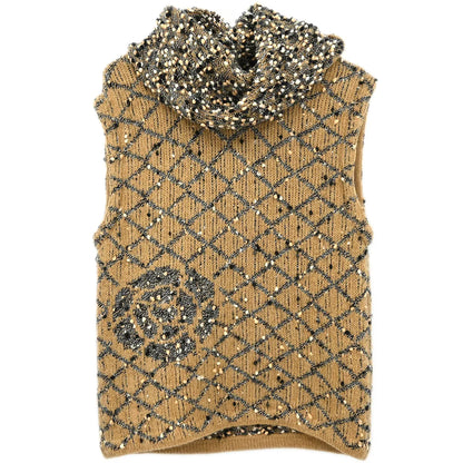 Chanel Ensemble Cardigan Sleeveless Top Brown