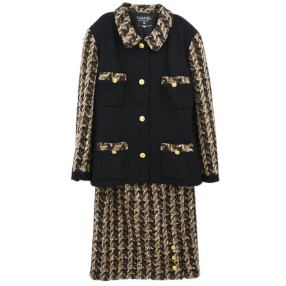 Chanel Setup Suit Jacket Skirt Black #42