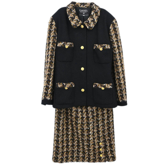 Chanel Setup Suit Jacket Skirt Black #42