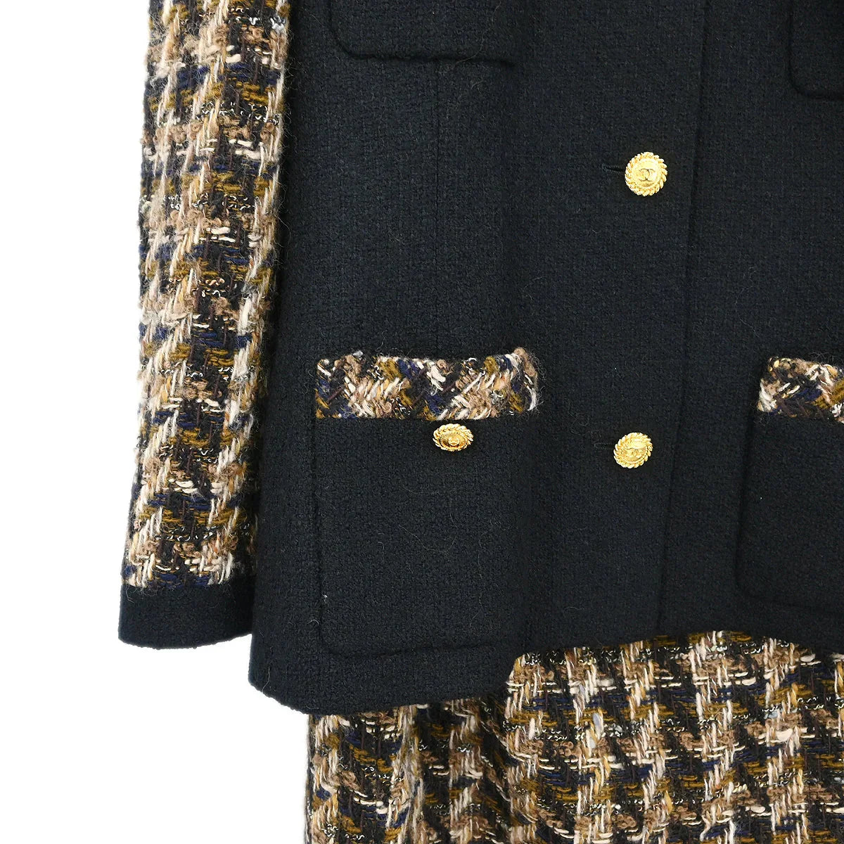 Chanel Setup Suit Jacket Skirt Black #42