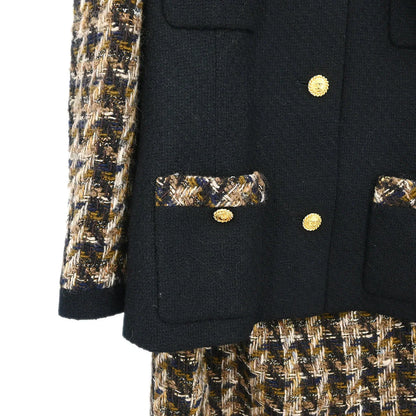 Chanel Setup Suit Jacket Skirt Black #42