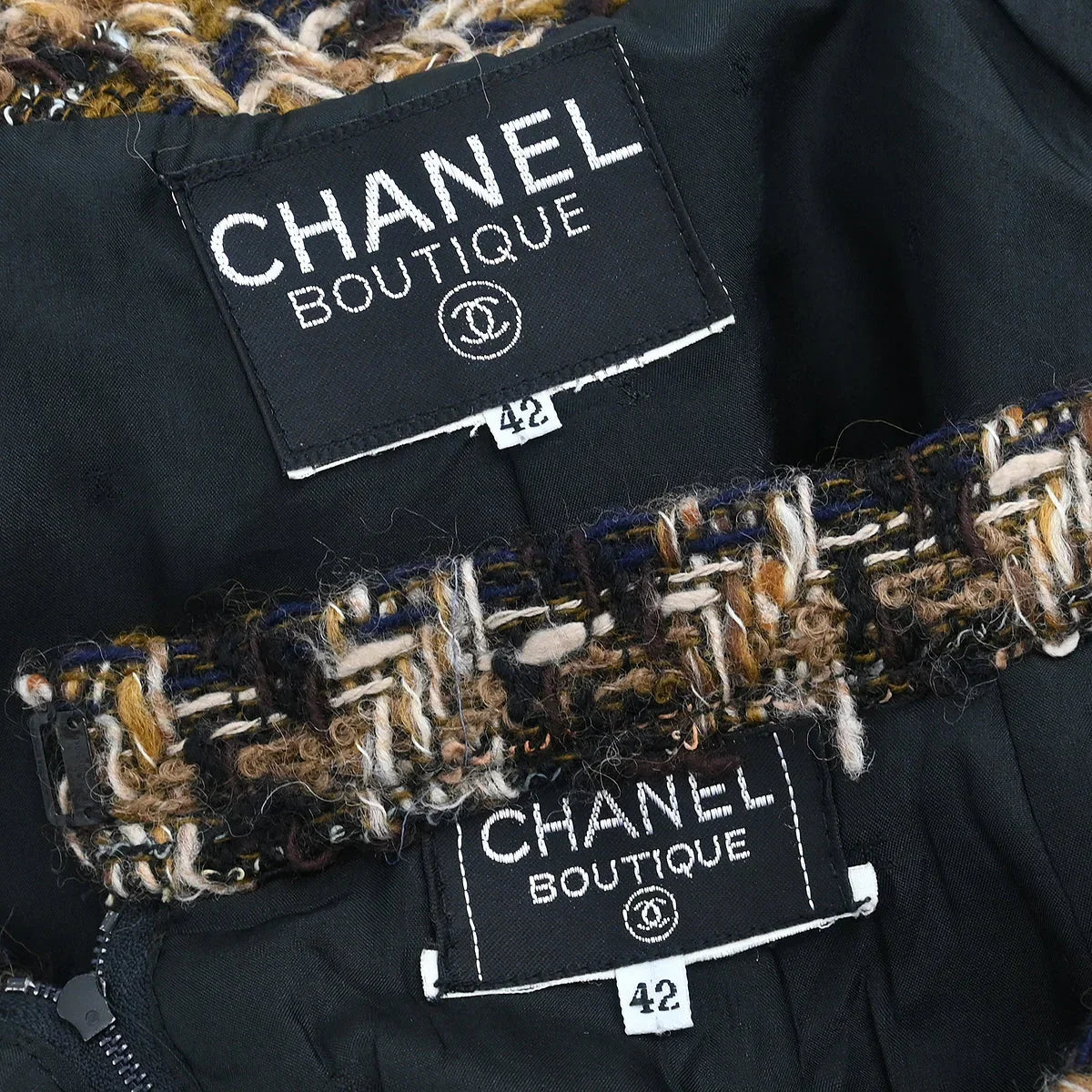 Chanel Setup Suit Jacket Skirt Black #42