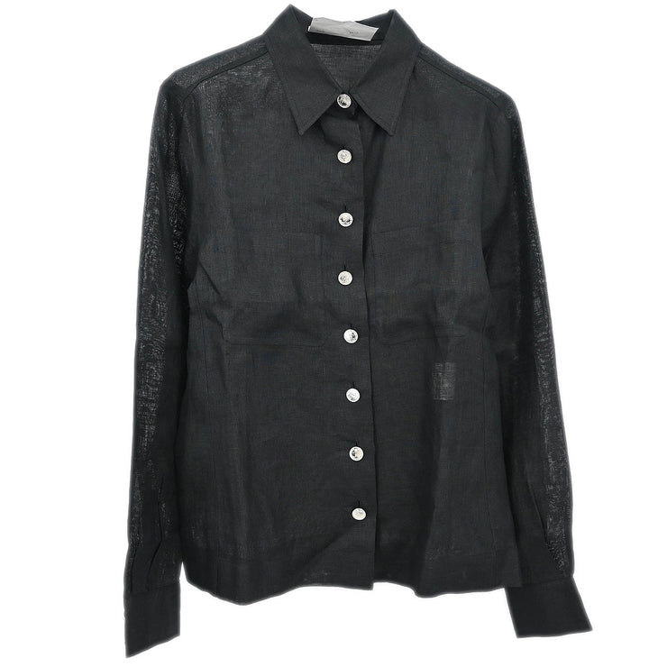 Chanel Blouse Sheer Shirt Black #40