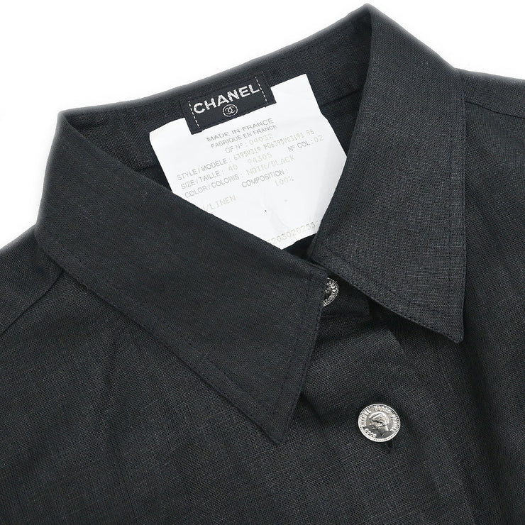 Chanel Blouse Sheer Shirt Black #40