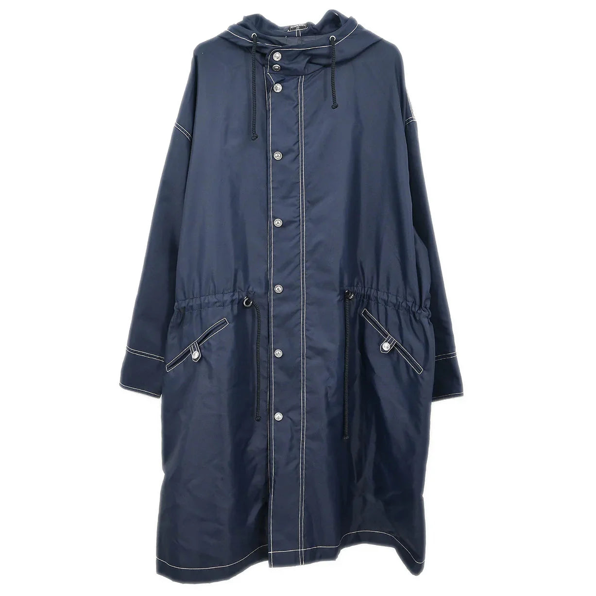 Chanel Zip Up Coat Navy