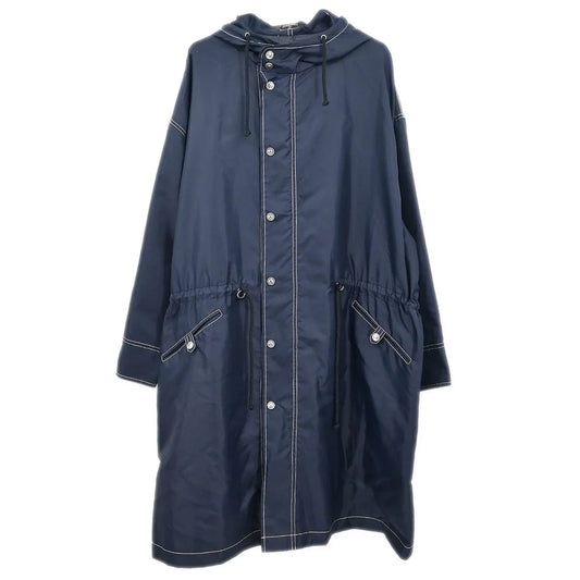 Chanel Zip Up Coat Navy
