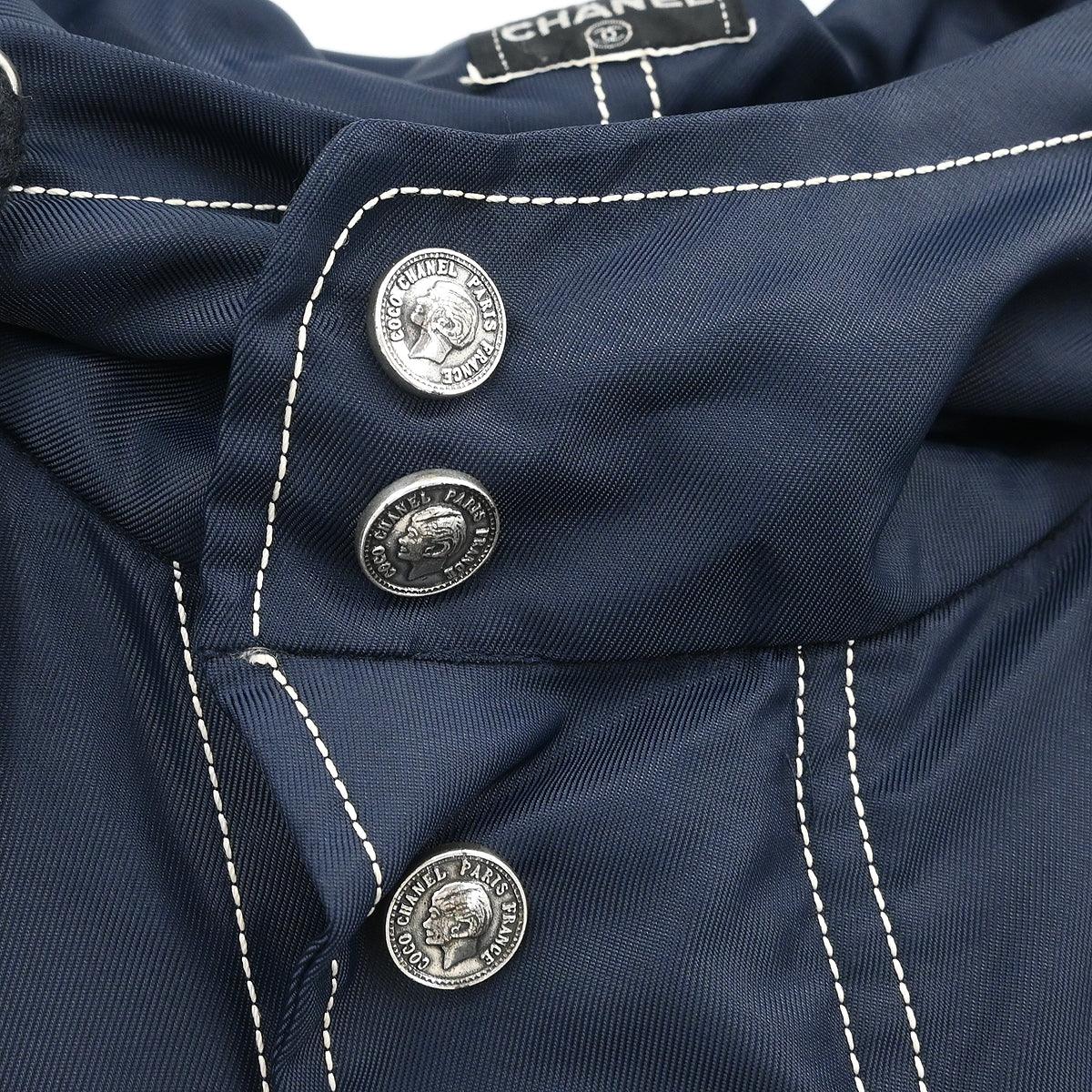 Chanel Zip Up Coat Navy