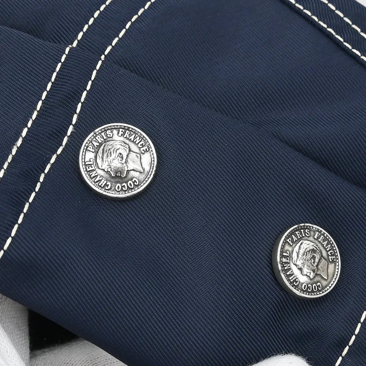 Chanel Zip Up Coat Navy