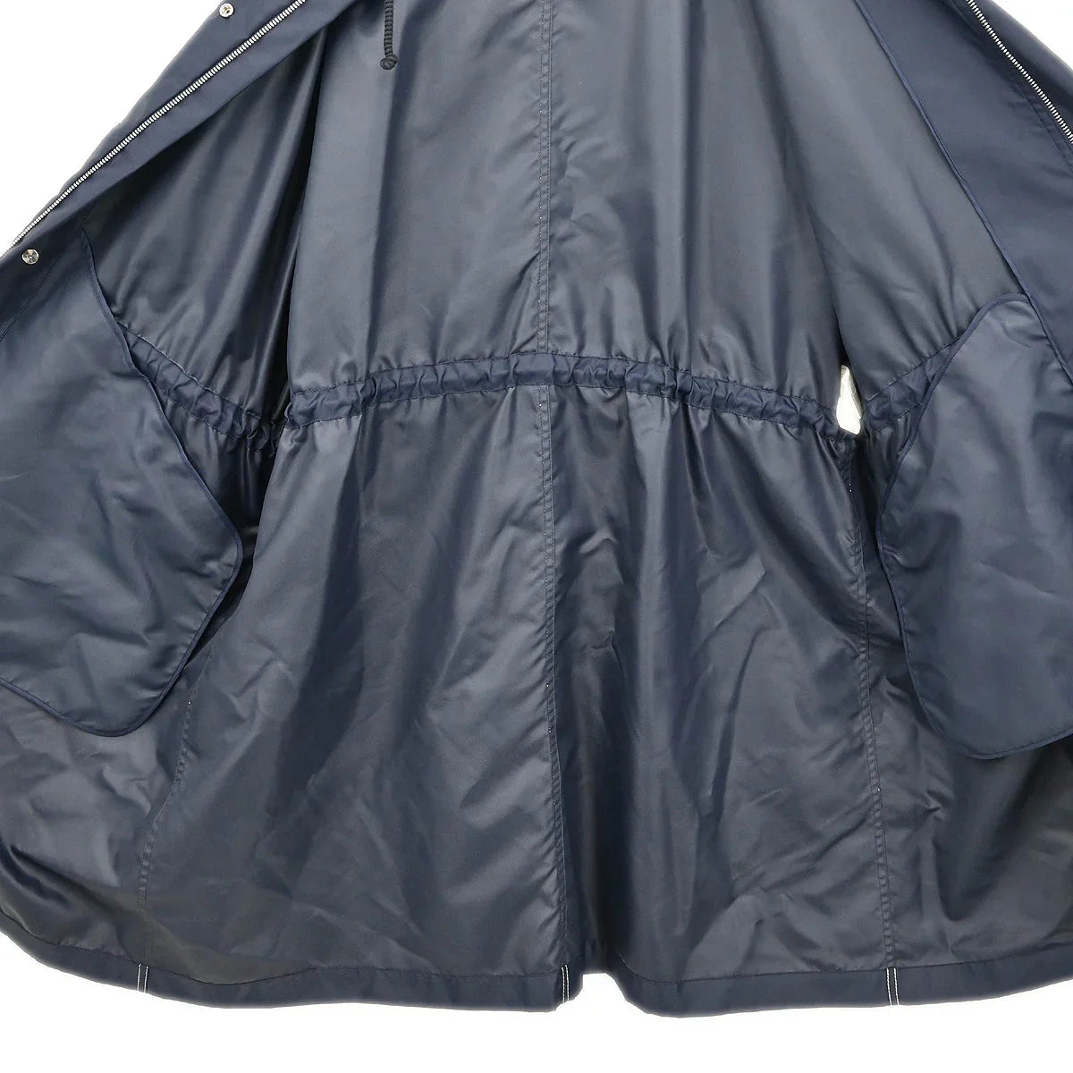 Chanel Zip Up Coat Navy