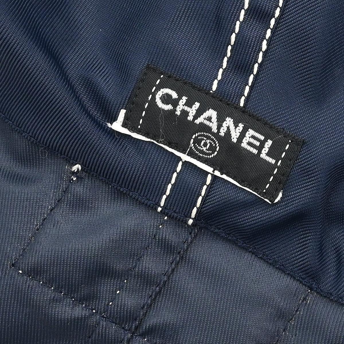 Chanel Zip Up Coat Navy