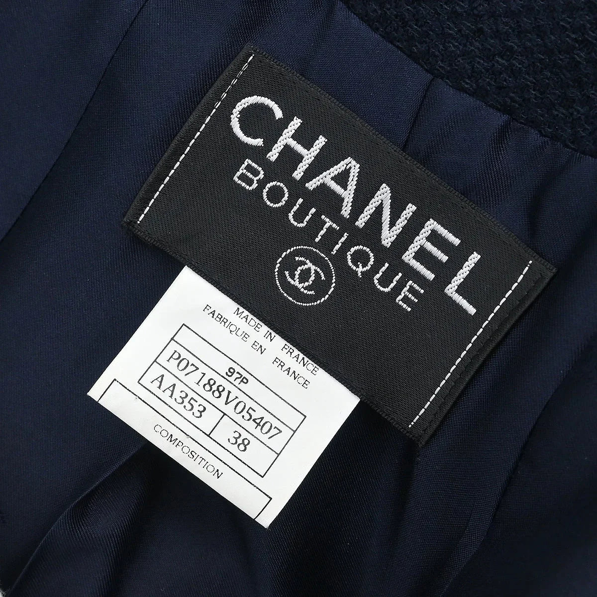 Chanel 1997 Setup Suit Jacket Skirt Navy #38