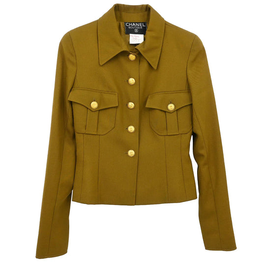Chanel 1996 Single Breasted Jacket Khaki #38