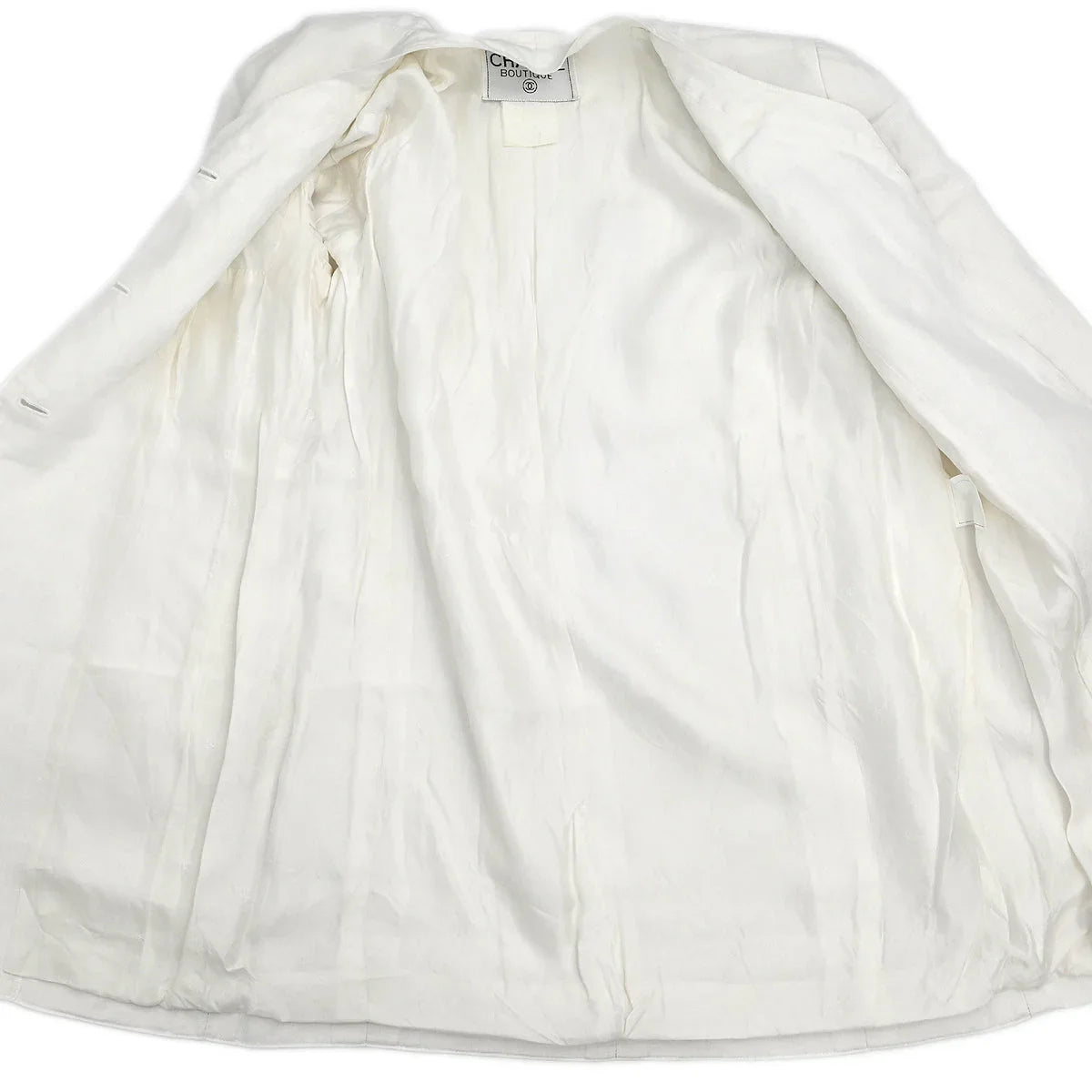 Chanel Collarless Single Breasted Jacket White