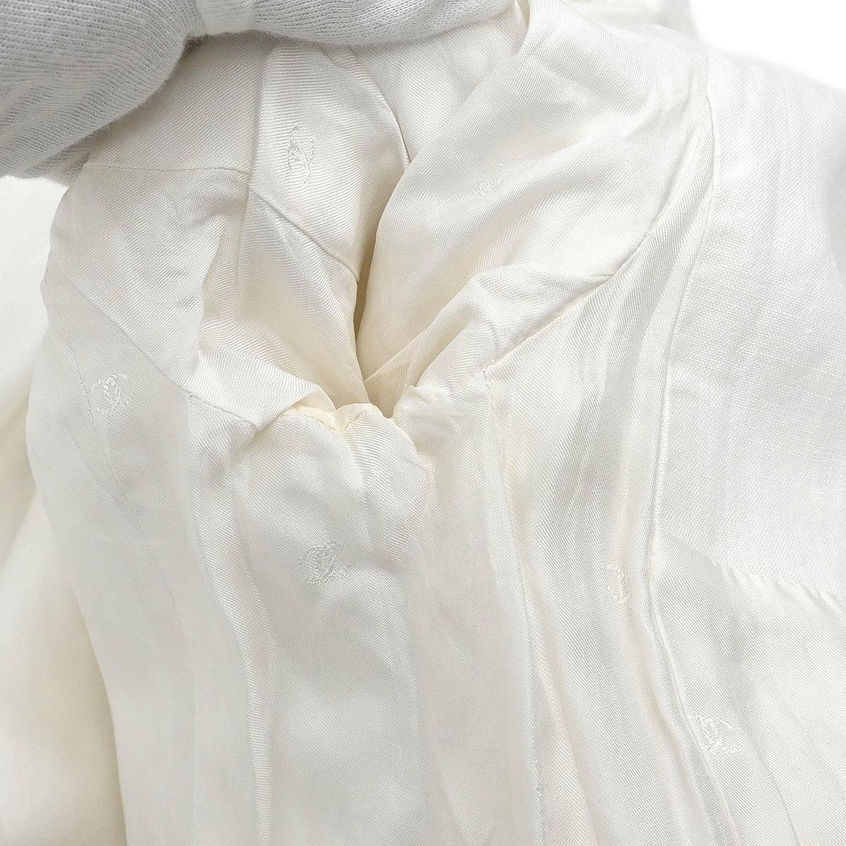 Chanel Collarless Single Breasted Jacket White