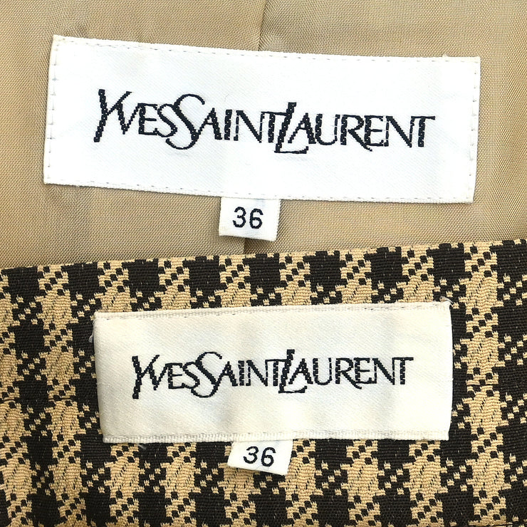 Yves Saint Laurent Setup Suit Jacket Skirt Brown #36