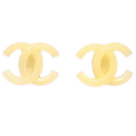 Chanel CC Earrings Clip-On White Acrylic 02P