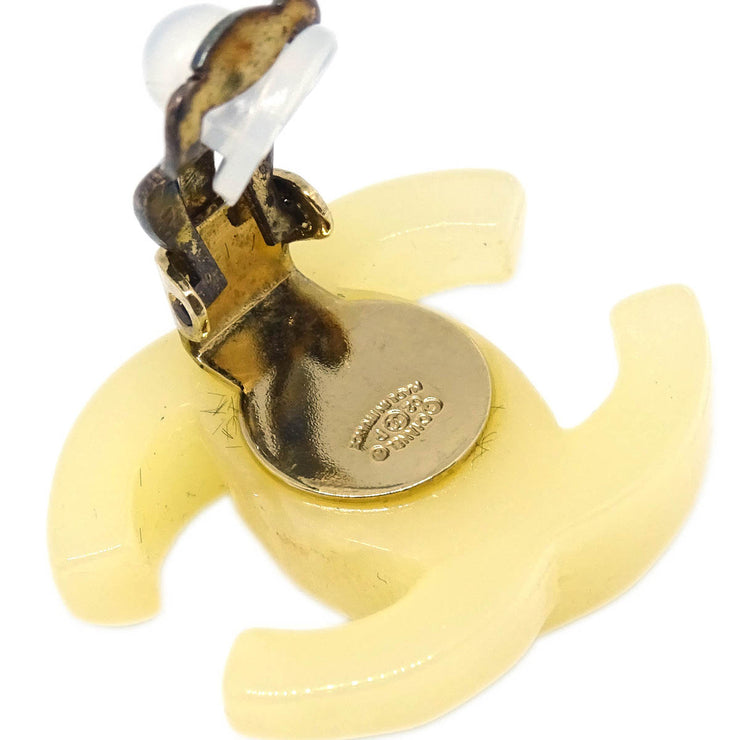 Chanel CC Earrings Clip-On White Acrylic 02P
