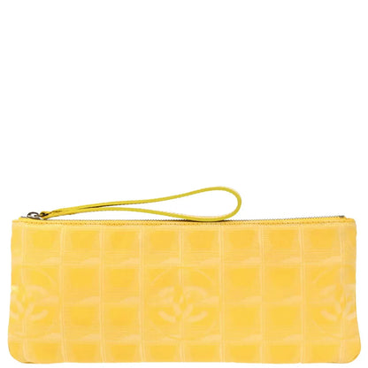 Chanel Yellow Jacquard Nylon Travel Line Clutch Bag