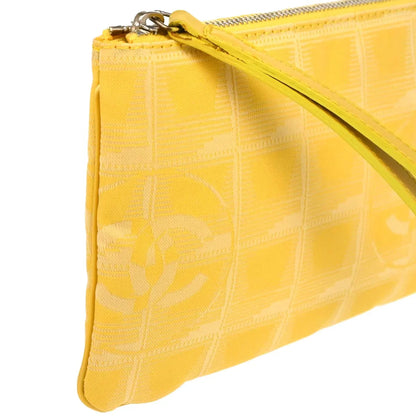Chanel Yellow Jacquard Nylon Travel Line Clutch Bag