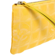 Chanel 2001-2003 Yellow Jacquard Nylon Travel Line Clutch Bag