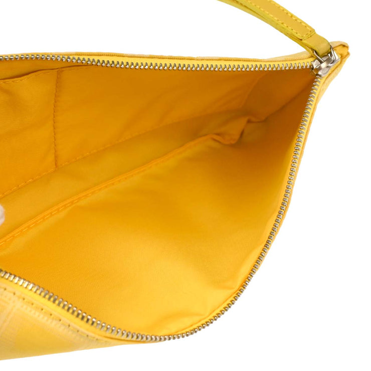 Chanel 2001-2003 Yellow Jacquard Nylon Travel Line Clutch Bag