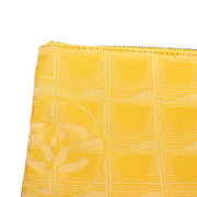 Chanel 2001-2003 Yellow Jacquard Nylon Travel Line Clutch Bag