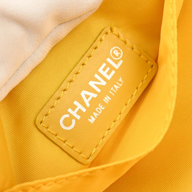 Chanel 2001-2003 Yellow Jacquard Nylon Travel Line Clutch Bag