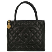 Chanel 2004-2005 Black Caviar Medallion Tote Handbag