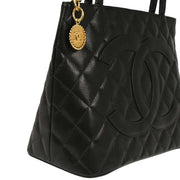 Chanel 2004-2005 Black Caviar Medallion Tote Handbag