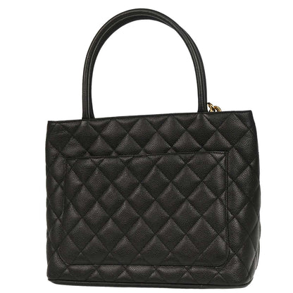 Chanel Black Caviar Medallion Tote Handbag