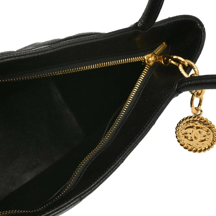 Chanel 2004-2005 Black Caviar Medallion Tote Handbag