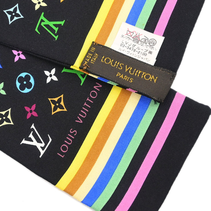 Louis Vuitton Black Multicolor Bandeau Scarf M71992 Small Good