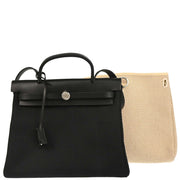 Hermes Black Natural Toile GM Officier Herbag PM 2 in 1 Handbag