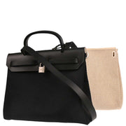 Hermes Black Natural Toile GM Officier Herbag PM 2 in 1 Handbag