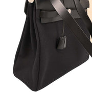 Hermes Black Natural Toile GM Officier Herbag PM 2 in 1 Handbag