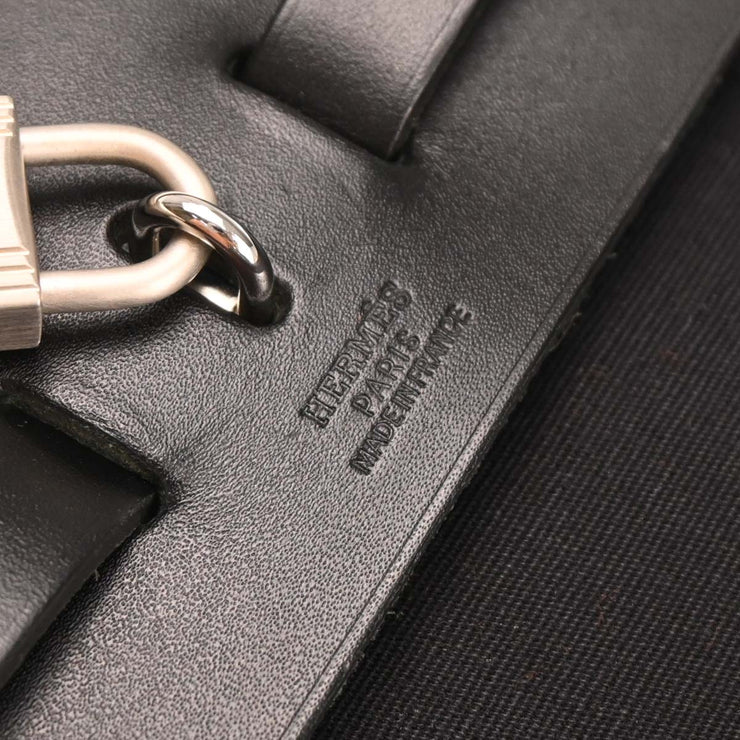 Hermes Black Natural Toile GM Officier Herbag PM 2 in 1 Handbag