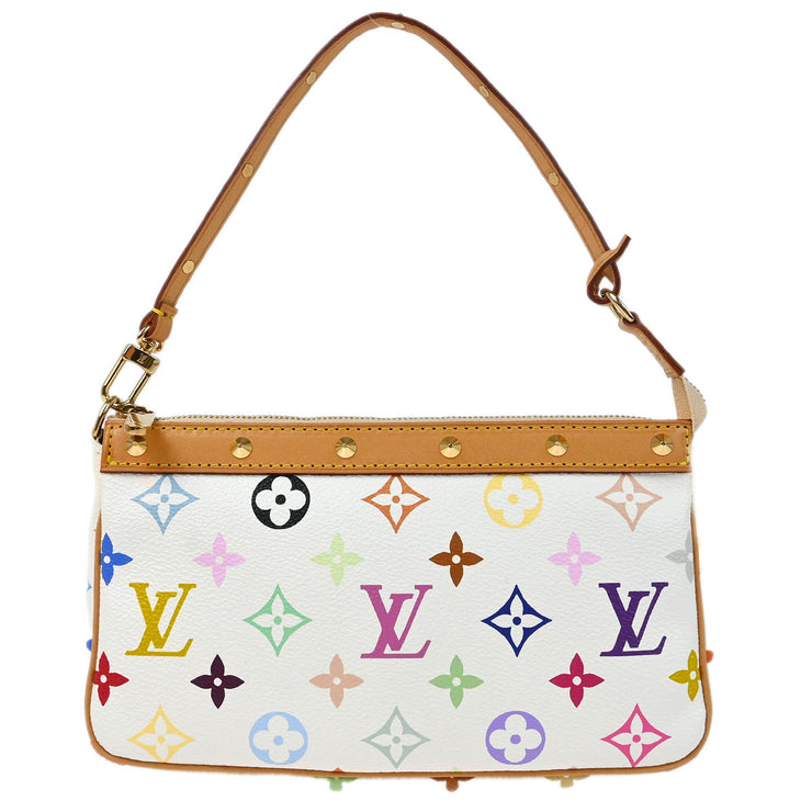 Louis Vuitton 2003 White Multicolor Pochette Accessoires Handbag M92649