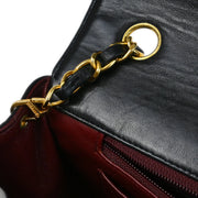 Chanel 1991-1994 Black Lambskin Mademoiselle Straight Flap Shoulder Bag