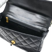 Chanel Black Calfskin Single Flap Shoulder Bag