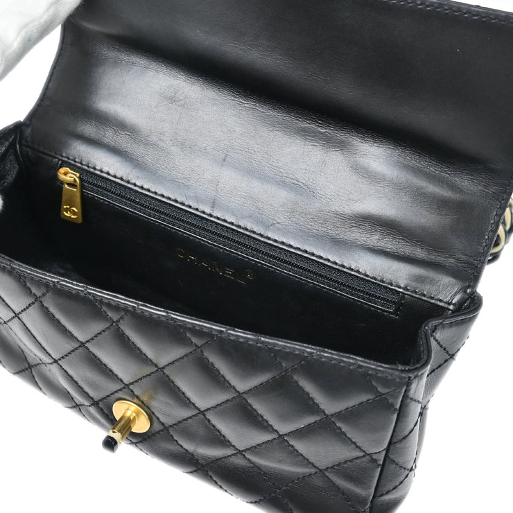 Chanel Black Calfskin Single Flap Shoulder Bag