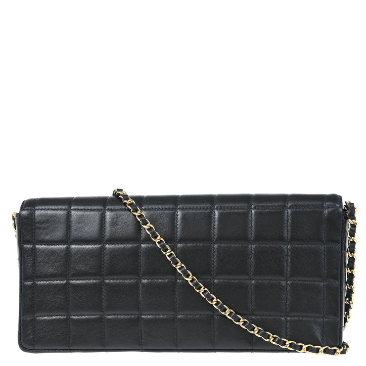 Chanel 2003-2004 Black Lambskin East West Choco Bar Shoulder Bag