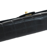 Chanel 2003-2004 Black Lambskin East West Choco Bar Shoulder Bag